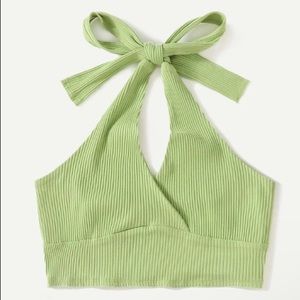 Lime Green Cropped Halter Top